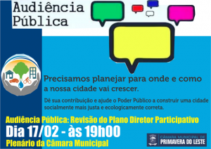 AUDIÊNCIA PÚBLICA DEBATE REVISÃO DO PLANO DIRETOR DIA 17