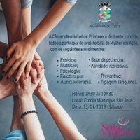 Câmara realiza Sala da Mulher em Ação neste sábado (13), no bairro São José 