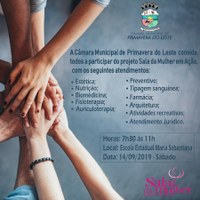 Câmara realizará 2ª edição da Sala da Mulher em Ação, no bairro Primavera III