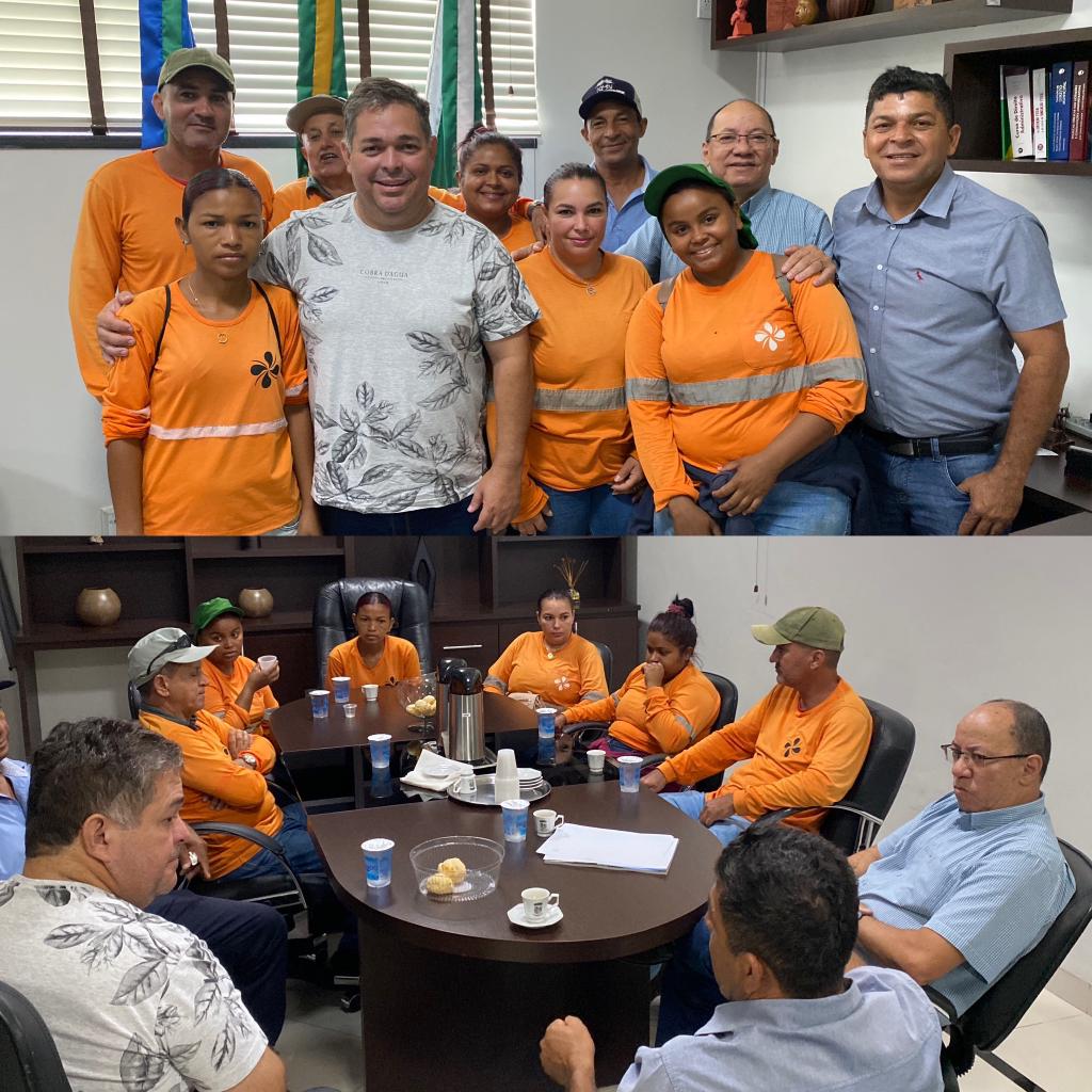 VEREADORES PREOCUPADOS COM SERVIÇOS DE LIMPEZA CONVERSAM COM EQUIPE